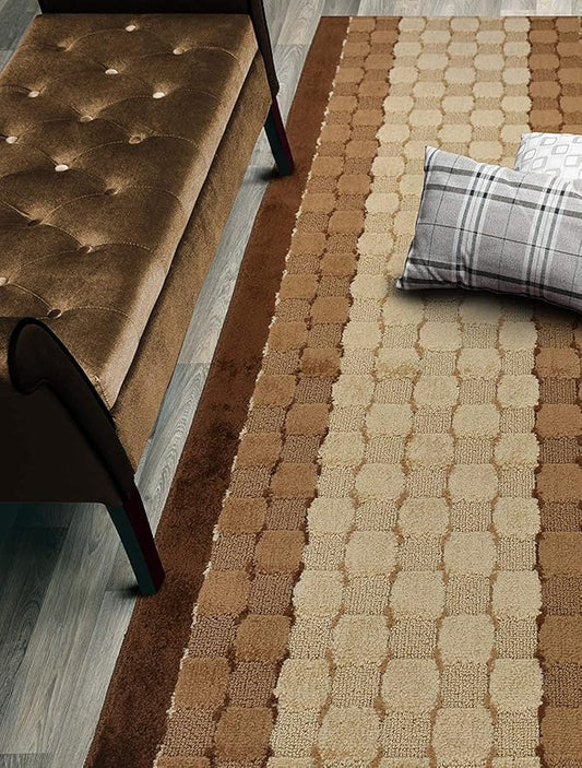 Custom Cut Hallway Runner Rug, Slip Resistant, 31 Inch Wide X Your Choice of Length, Checkered Brown, 31 Inch X 16 feet