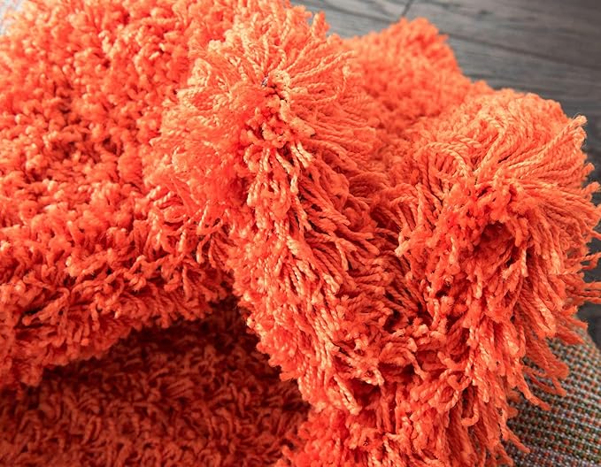 Unique Loom Solid Shag Collection Area Rug (4' 1" x 6' 1" Rectangle, Tiger Orange)