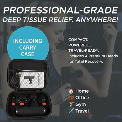 Mini Massage Gun | Small Portable Deep Tissue Muscle Massager | Travel Pain Relief | 22 lbs Stall Force | 8 mm Amplitude | 4 Speeds | Brushless Motor | 240 Min Battery | Mini Essential