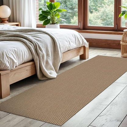 EARTHALL Woven Runner Rug 2x7 Ft Washable Runners for Hallways Cotton Non Slip Rubber Backed Kitchen Runner Braided Indoor Floor Carpet for Entryway, Hallway, Kitchen, Bedroom, Orange/Tan/Brown