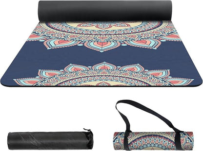 nuveti Yoga Mat Print Extra Thick TPE Non Slip Fitness Exercise Mat with Carrying Bag,72"x24" Extra Thick 6MM Exercise & Workout Mat for Yoga, Pilates Fitness and Floor Exercises