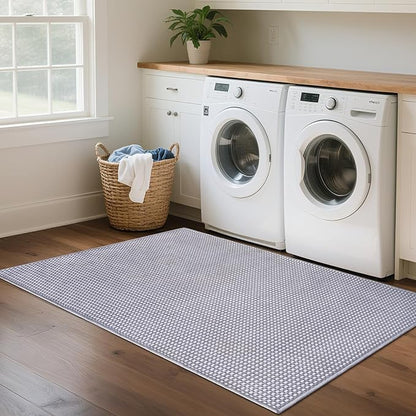 YDKGL Boho 3x5 ft Washable Area Rug Entryway Runner for Kitchen, Non Slip Woven Hallway Rugs Kitchen Mats for Floor Hall Rug Indoor Door Mat Carpet for Backdoor Bedroom Living Room, Easy Clean, Gray