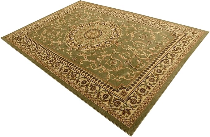 Rugs.com Chateau Collection Rug – 7x10 Light Green Medium-Pile Rug Perfect for Bedrooms, Dining Rooms, Living Rooms