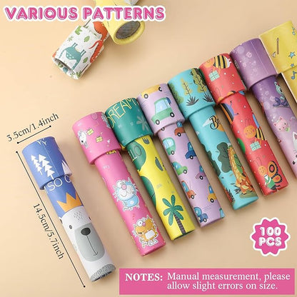 Jerify 100 Pcs Classic Kaleidoscopes Bulk Kids Birthday Party Favor Educational Kaleidoscope Toy Return Gift Retro Goody Bag Fillers for School Classroom Carnival Prizes, Random Pattern