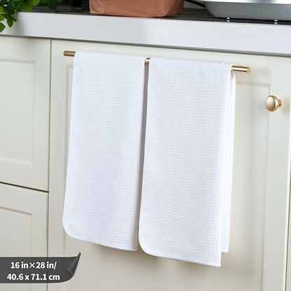 POLYTE Premium Microfiber Kitchen Dish Hand Towel Waffle Weave 12 Pack (16x28 in, White)