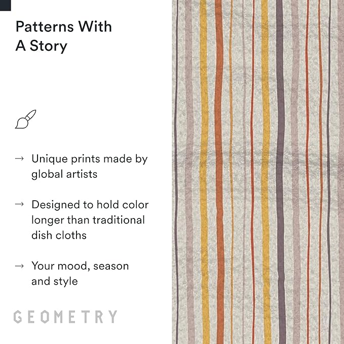 GEOMETRY Kitchen Dish Cloths - Quick Dry Dishcloths for Kitchen - Premium Dish Rags with Geoweave - 3-Pack Set Stripe Season