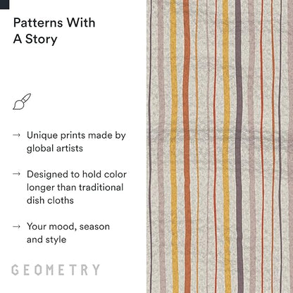 GEOMETRY Kitchen Dish Cloths - Quick Dry Dishcloths for Kitchen - Premium Dish Rags with Geoweave - 3-Pack Set Stripe Season