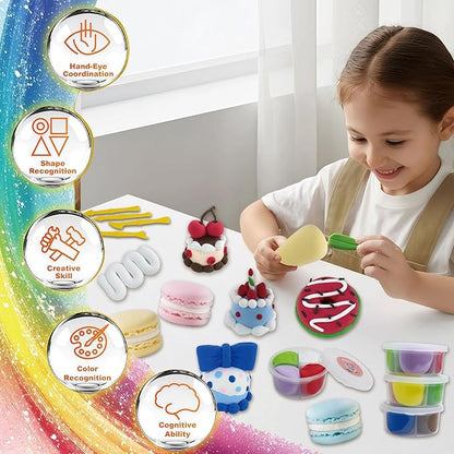 Air Dry Clay Kit for Kids - Cakes Themed,12 Desserts DIY Molding Clay Art Crafts Set for Kids Girls Boys Valentines Gifts Party Favors Classroom School Exchange Prize（Cake）