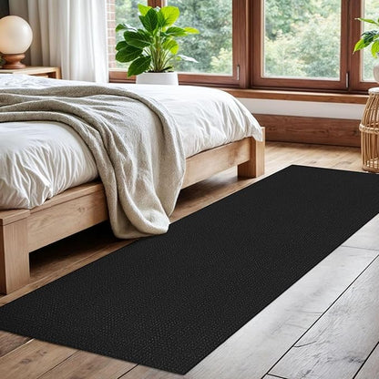 EARTHALL Woven Runner Rug 2x7 Ft Washable Runners for Hallways Cotton Non Slip Rubber Backed Kitchen Runner Braided Indoor Floor Carpet for Entryway, Hallway, Kitchen, Bedroom, Black/Grey