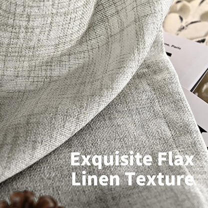YoungsTex Dark Grey Linen Curtains for Living Room 52 X 68 Inch Length, Light Filtering Semi Sheer Drapes with Bronze Grommet Textured Window Treatments for Bedroom Office, 2 Panels