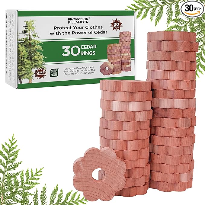 30 Cedar Rings for Clothes Storage - Stop Clothes Damage - 30 Fresh Cedar Rings to Protect Your Clothes