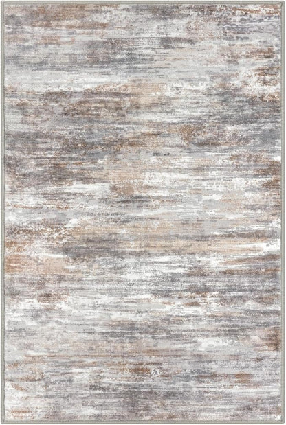 KOZYFLY Modern Abstract 3x5 Area Rug Washable Bedroom Rug Multi Grey, Throw Entry Mat Non-Slip Stain Resistant Carpet Dining Room Rug with Soft Low Pile for Living Room Kitchen Bath Office