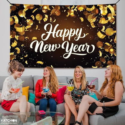 KatchOn, Happy New Year Banner 2026 - XtraLarge 72x44 Inch | Happy New Year Backdrop for Happy New Years Decorations 2026 | New Years Eve Party Supplies 2026 | NYE Banner for NYE Decorations 2026