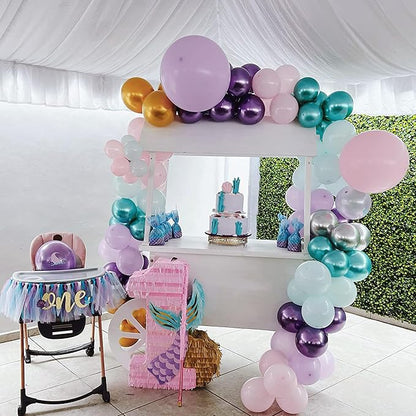 Mermaid Party Balloon Set, 60 Packs 12 Inches Metallic Purple Pink Green Blue Latex Balloons for Girls Mermaid Birthday Party Decoration, Baby Shower, Birthday, Under The Sea Party Decorations