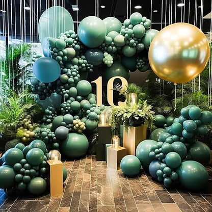 KALOR 12 Inch Dark Green Balloons, 50 Pcs Latex Helium Balloons for Kid's Birthday Party, Baby Shower, Wedding, Graduate Party Decorations