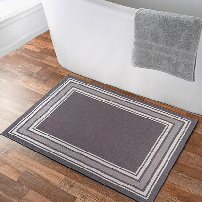 Modern Bordered Non Slip Indoor Runner Rugs for Living Room 2x3 Area Rugs for Kitchen, Rug for Bedroom, and Hallway, Stain Resistant Easy Cleaning Non Shedding Gray 2 x 3