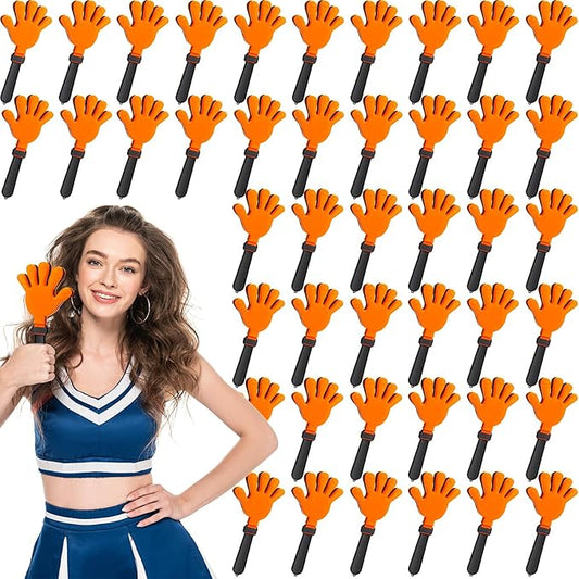 Junkin 48 Pcs Hand Clappers Bulk 7. 5 x 3. 5 Inches Noise Makers Party Favors Clapping Noise Maker Clacker for Birthdays Game Prizes Rewards Football Sporting Events Cheers Supplies (Orange,Black)