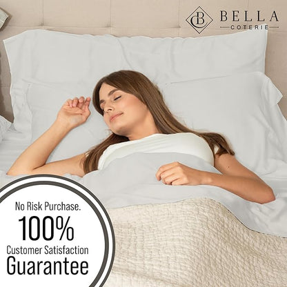 Bella Coterie Luxury Bamboo Viscose Twin Size Sheet Set | 100% Organically Grown | Ultra Soft | Cooling for Hot Sleepers | 18" Deep Pocket [Grey Mist]