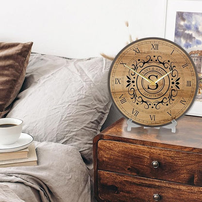 Personalized Couples Wall Clock with Roman Numerals, Custom Farmhouse Wall Clock with Name Date for Living Room Bathroom, Home Decor Gifts for Christmas Birthday Valentine's Anniversary