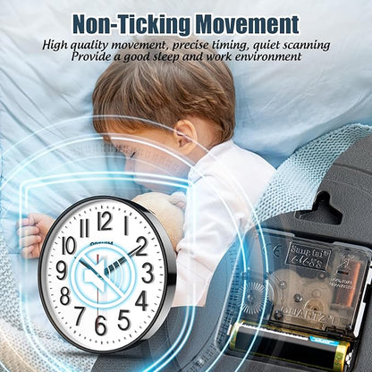Wall Clock Wall Clocks Silent Non-Ticking Battery Operated Large Easy to Read with Stereoscopic Dial Ultra-Quiet Movement Quartz for Office Classroom School Home Kitchen (10 inches)…
