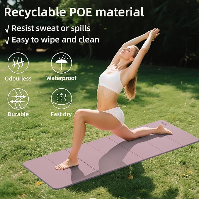 1/2 Inch Extra Thick Yoga Mat Pilates Equipment, 69"x24" Odorless Workout Mats for Home Gym, Non-slip Exercise Mats for Women Men Home Workout, Foldable Yoga Mats for Travel Camping Sleeping