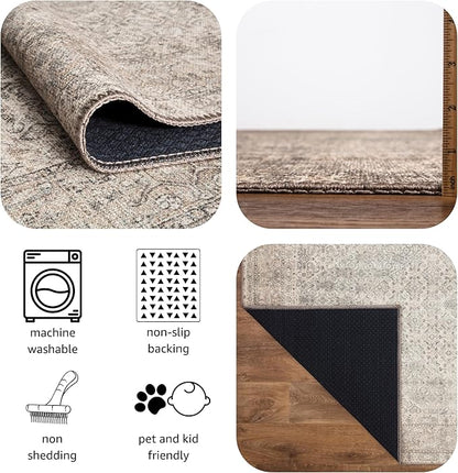 Keen Home Design 3x5 Rug - Machine Washable Entry Rug with Non-Slip Backing, Ideal for Enteryway, Kitchen, Bathroom, Laundry Room - Vintage, Easy Clean, Durable, Low Pile Rug - (3' x 5')