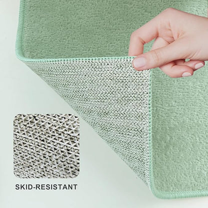 Bath Mat-Non-Slip Bathroom Floor Mats-Absorbent Quick Dry Low Pile Bathroom Rugs Fit Under Door-Bath Rug for Sink,Bathtub,Shower Room,17"×24",Sage Green