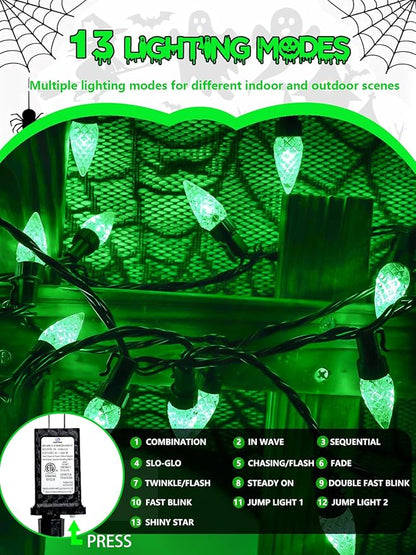 240 LED 78FT C6 Halloween String Lights, Super Long Christmas Lights Outdoor Indoor with 13 Modes & Timer, Waterproof Fairy Twinkle Light Plug in for Tree Garden Party Xmas Decorations (Green)