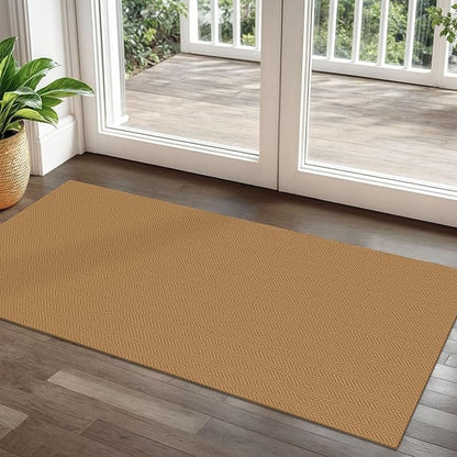 Braided Runner Rug 2x5 Ft Washable Runners for Hallways Kitchen Runner Rug with Rubber Backing Cotton Entryway Runner Indoor, Woven Floor Carpet for Hall Kitchen Bedroom, Warm Tan
