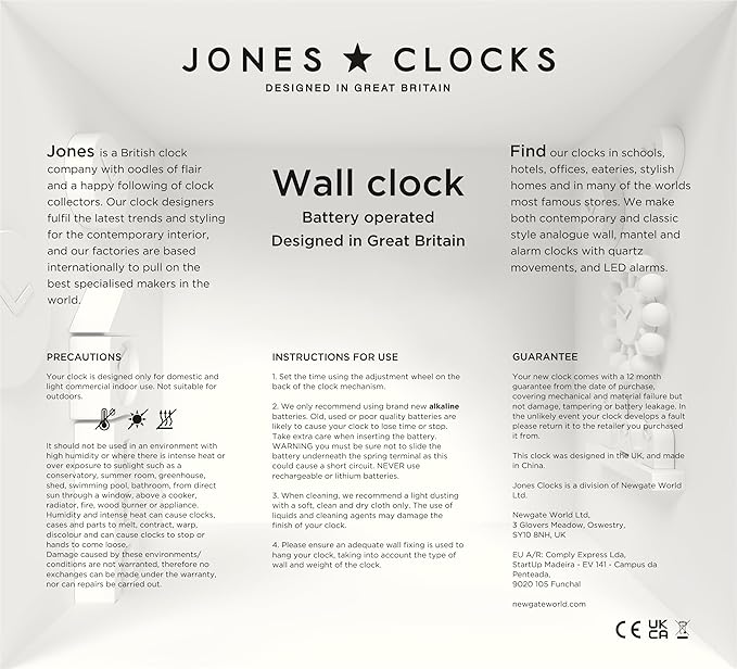 JONES CLOCKS® Studio Wall Clock | Modern Round Style | 12 inch | Neo Mint Green | Easy to Read Numbers | Versatile Design for Kitchen, Living Room or Office