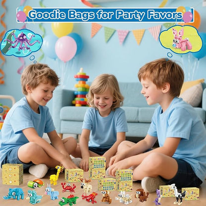 24 Packs Valentines Party Favors for Kids, Mini Animal Building Block Toy Sets for Goodie Bag Stuffers Classroom Prizes, Valentines Day Gifts for Kids Easter Birthday Gift for Boys Girls Ages 6-12