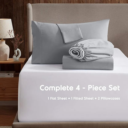 Nestl California King Sheet Set - 1800 Ultra-Soft Microfiber Cal King Bed Sheets - Double Brushed - Deep Pockets - Easy Fit - 4 Piece Set - Bed Sheets (California King, Grey)