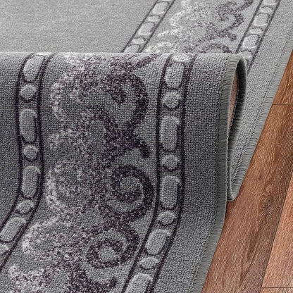 Antep Rugs Alfombras Bordered Modern 3x5 Non-Slip (Non-Skid) Low Pile Rubber Backing Indoor Area Rug (Gray, 3' x 5')