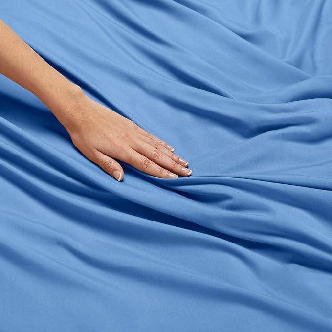 Nestl Full Sheet Set - Luxury 1800 Ultra-Soft Microfiber Full Bed Sheets - Double Brushed - Deep Pockets - Easy Fit - 4 Piece Set - Bedding Sheets & Pillowcases (Full, Calm Blue)