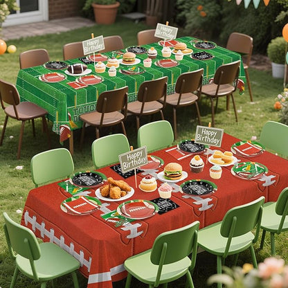 Football Birthday Party Decorations Kit for 24: Football Party Supplies Set with Plates, Dessert Plates, Napkins, Cups, Banner & Touchdown Tablecloth - for Football Tailgate Party Decorations