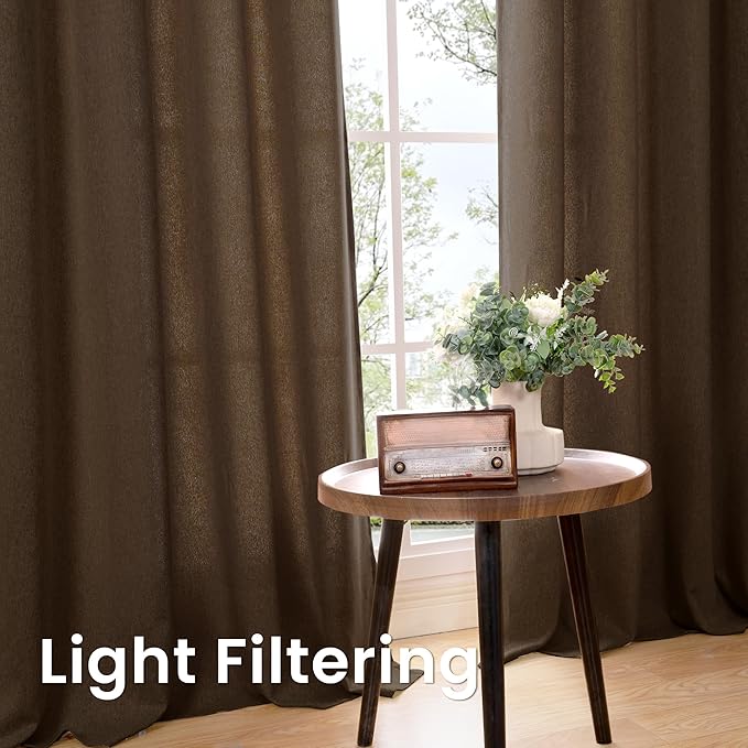 BGment Brown Linen Curtains 78 Inch Length for Living Room Windows, Light Filtering Fall Drapes Chocolate Burlap with Grommet Privacy Non See Through for Bedroom, 2 Panels Set, Each 52 Inch Wide