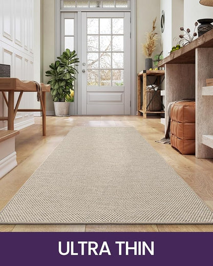 DEXI Hallway Runner Rug 2x6, Non Slip Rubber Backed Runners Carpet, Ultra Thin Entryway Rugs Indoor for Kitchen Hallway Entrance Bedroom, Beige