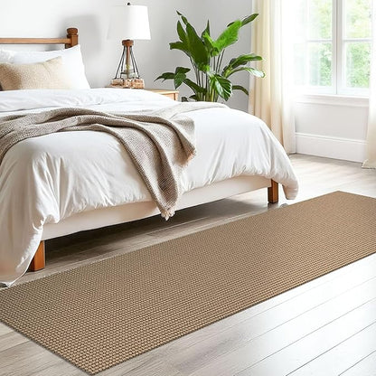 EARTHALL Woven Runner Rug 2x8 Ft Washable Runners for Hallways Cotton Non Slip Rubber Backed Kitchen Runner Braided Indoor Floor Carpet for Entryway, Hallway, Kitchen, Bedroom, Orange/Tan/Brown