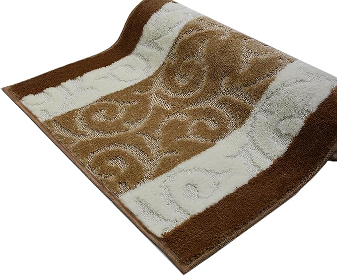 Custom Size Scroll Hallway Runner Rug Slip Resistant, 26 Inch Wide x Your Choice of Length Size, Beige, 26 Inch X 5 Feet, Sold and Priced Per Foot