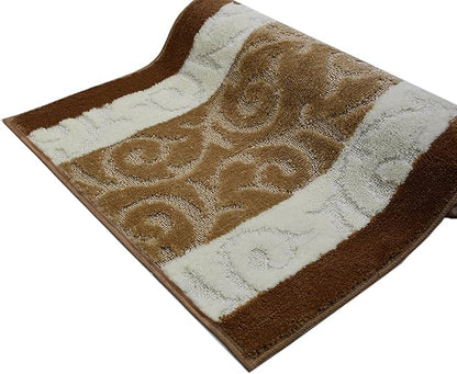 Custom Size Scroll Hallway Runner Rug Slip Resistant, 26 Inch Wide x Your Choice of Length Size, Beige, 26 Inch X 14 Feet, Sold and Priced Per Foot