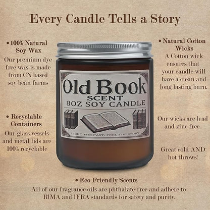 Old Book Candle, Book Lovers Gifts Ideas for Readers, Reading Accessories, Bookish Present, Birthday Gifts for Women, Bookworm, Librarian, Men