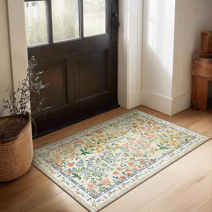 Machine Washable Area Rugs for Entryway: Door Mat Indoor Entrance 2x3 Small Throw Rug Non-Slip Low Pile Kitchen Rug for Front Door Indoor Entrance Entry Bedside Living Room
