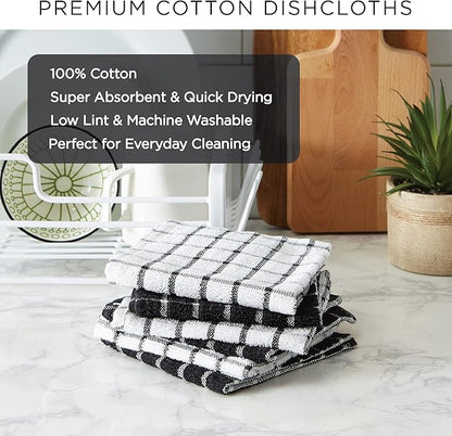 DII Basic Terry Collection Solid Windowpane Dishcloth Set, 12x12, Avocado, 6 Count