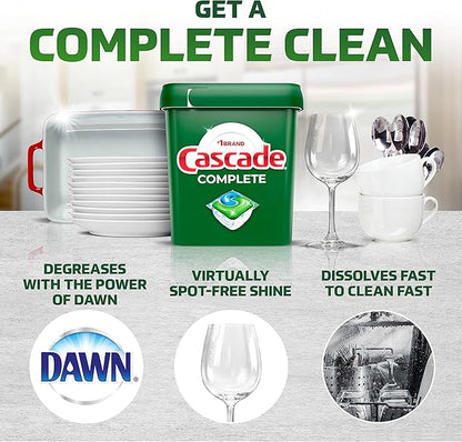 Cascade Complete Dishwasher Pods, Dishwasher Detergent, Dish Detergent Tab Tablets, Fresh, 100 Count