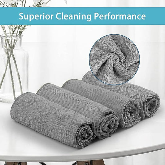 HOMEXCEL Grey Microfiber Cleaning Cloth, 50 Pack Cleaning Towels for Kitchen, Lint Free, Scratch-Free, Highly Absorbent, and Reusable Cleaning Rags for House, Window and Glass, Cars, 11.5 X11.5 inch