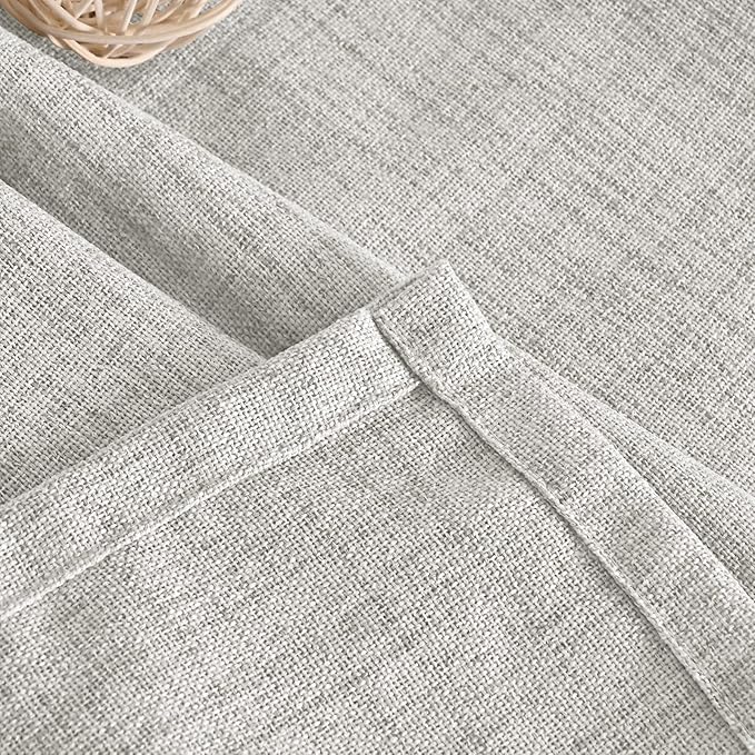 YoungsTex Light Grey Linen Curtains for Bedroom 38 x 63 Inch, Privacy Light Filtering Drapes with Bronze Grommet for Living Room Office Burlap Textured Decorative Curtain, 2 Panels