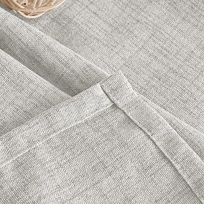 YoungsTex Light Grey Linen Curtains for Bedroom 38 x 63 Inch, Privacy Light Filtering Drapes with Bronze Grommet for Living Room Office Burlap Textured Decorative Curtain, 2 Panels