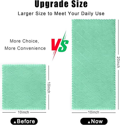 Homaxy 12 Pack Dish Towels for Kitchen (10 x 20 Inches, Green), Super Soft and Absorbent Coral Velvet Dish Cloths for Washing Dishes, Nonstick Oil Fast Drying Microfiber Cleaning Cloth
