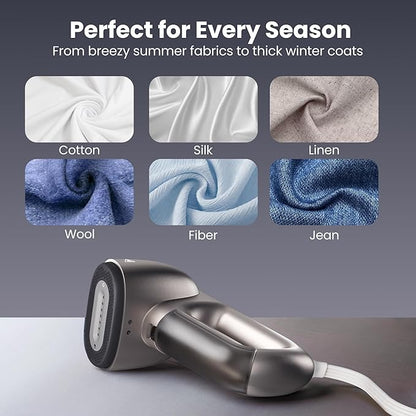 Neakasa Magic 1 Vacuum Steamer, Handheld Travel Garment Steamer for Clothes, 2300Pa Suction for Fabric Grip, Featuring Exclusive AirIron Technology for 110-120V Use (Silver)