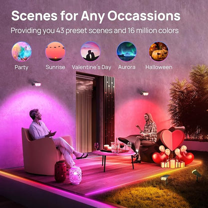 Linkind Smart Solar Lights Outdoor SL5 with Motion Sensor, APP Control Color Changing Solar Spot Lights Outdoor, IP65 Landscape Lighting, Halloween Decorations for Yard, Garden, Pathway(2 Pack)
